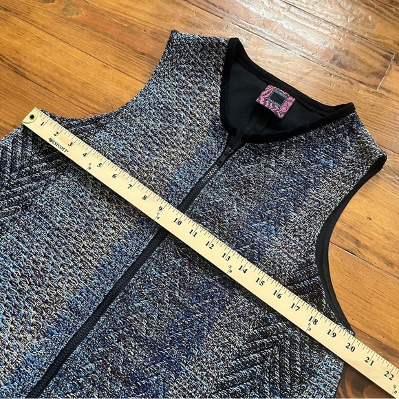 Patricia Palson Textured Blue & Grey Woven Zip Vest Sleeveless Jacket One Size - Picture 13 of 14